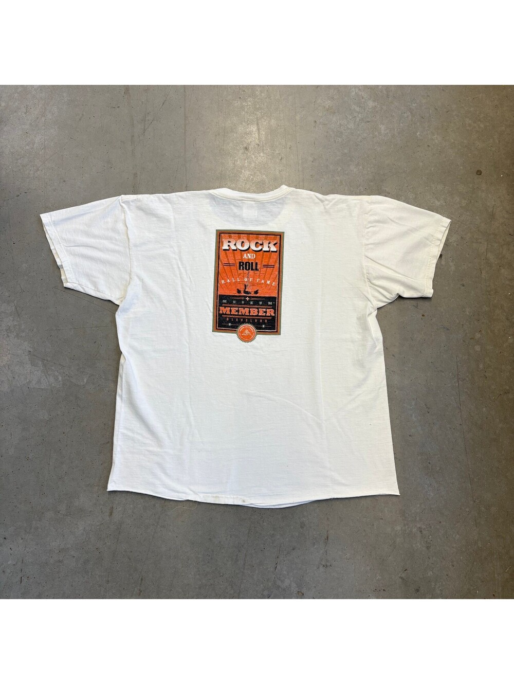 Vintage 90s Rock & Roll Hall Of Fame Flawed Graphic T-Shirt XXL White